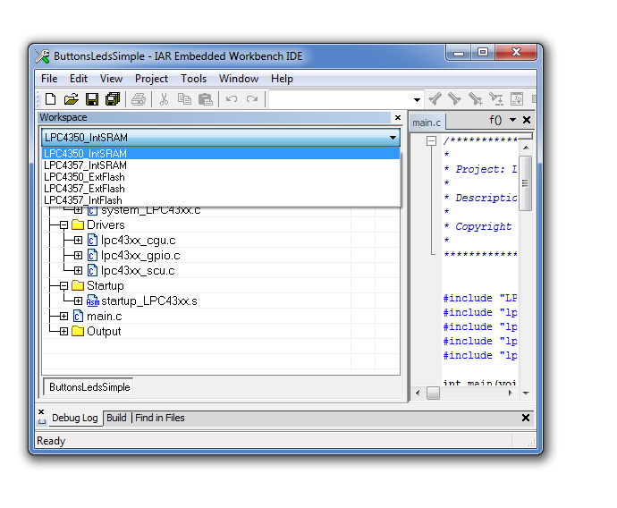 build configuration selection in IAR